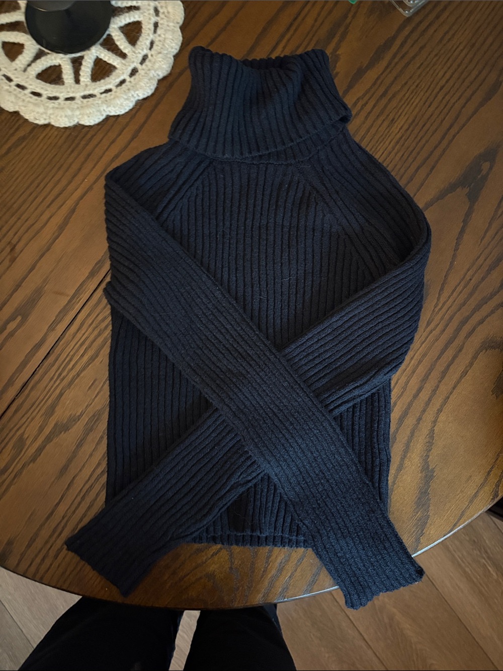 American Eagle Outfitters Black Ribbed Turtleneck Sweater